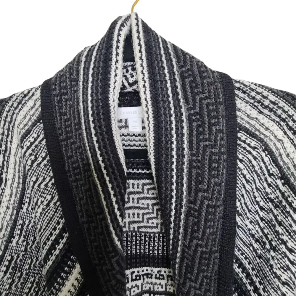 Charter Club Long Sleeve Gray Striped Open‎ Cardigan Shrug Womens SZ PM Career
